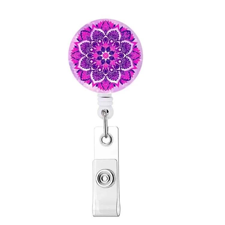 Retractable Badge Holder Reel Clip Marble Print Nurse Exhibition Card Holders Woman Doctor ID Card Chain Clips