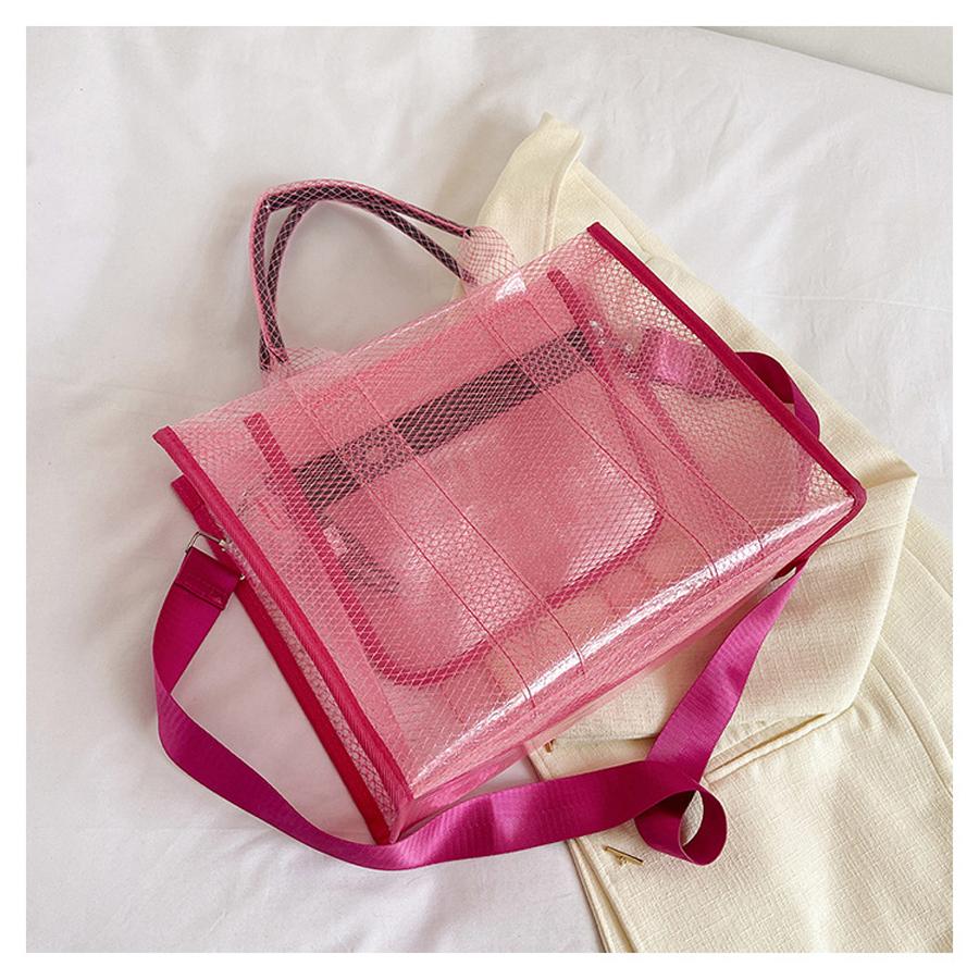 Fashion New High Capacity PVC Women's Bag Transparent Tote Bag Jelly Bag Handheld One Shoulder Crossbody Tote Bag