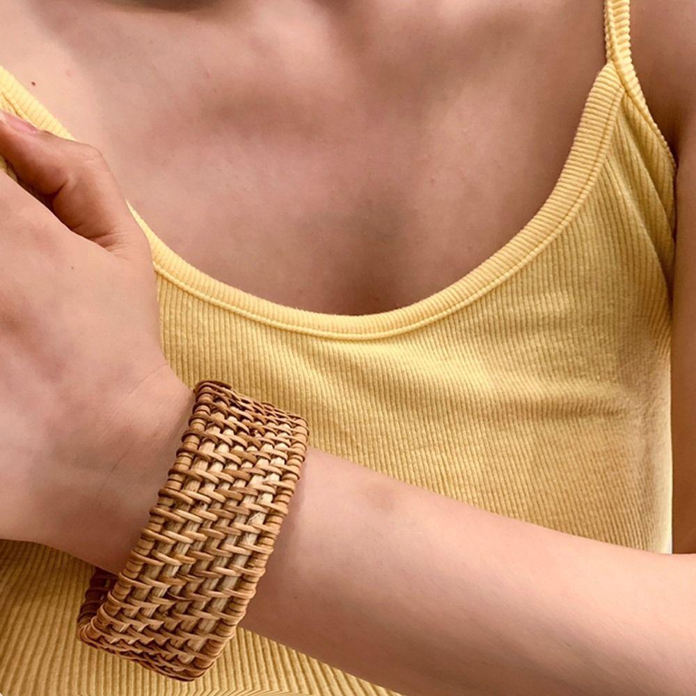 Hand Ring Ethnic Style Bangle Handmade Bohemian Braided Bracelet Rattan Woven Bracelet  Vacation