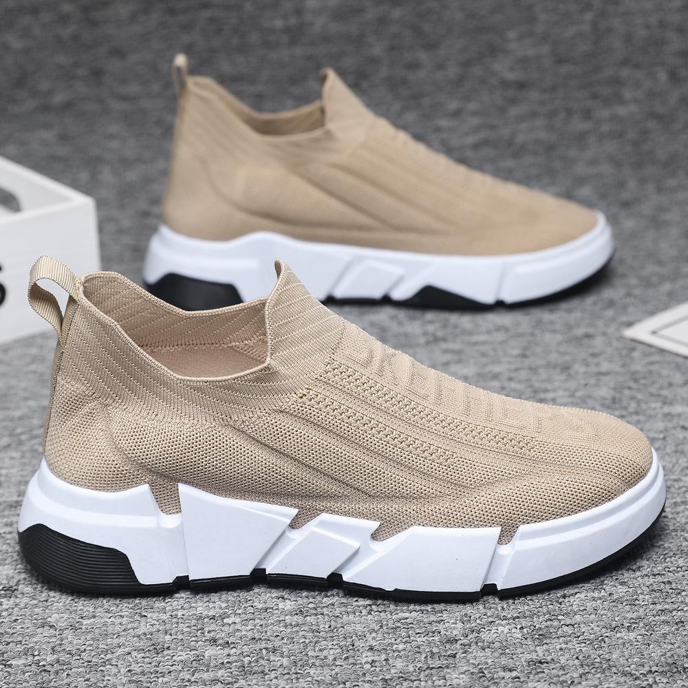 Fliegende gewebte atmungsaktive dicksohlige Socken Mund Sportschuhe ein Pedal modische Low-Top Herren Freizeitschuhe