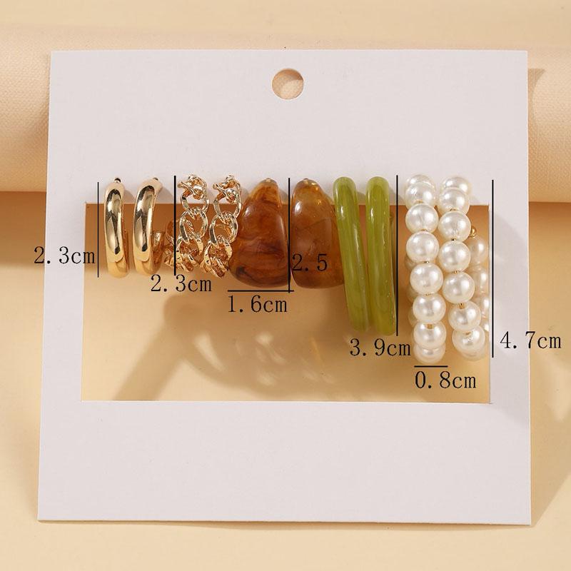 Colorful Resin Earrings Set  Pearl Hoop Candy Color Metal Mix Match 2024 New Style for Women Wedding Party Earrings
