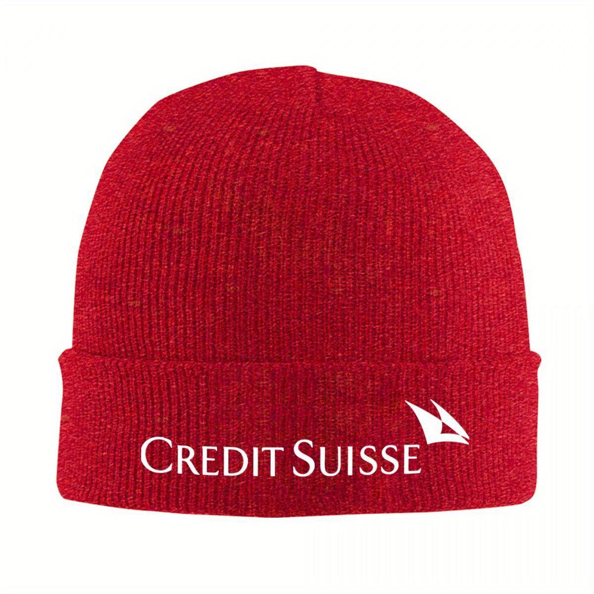 Logo Credit Suisse Hats Autumn Winter Skullies Beanies Warm Cap Unisex Knitted Hat