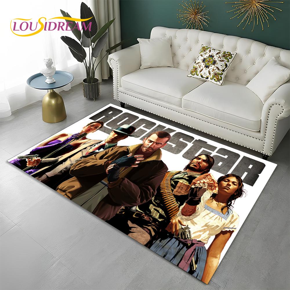 Grand Theft Auto Games 3D GTA  Gamer Carpet Rug for Home Living Room Bedroom Sofa Doormat Decor,kids Area Rug Non-slip Floor Mat