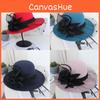 Hebe Wool Felt Wide Brim Hat With Mesh Flower Detailing For Formal Events