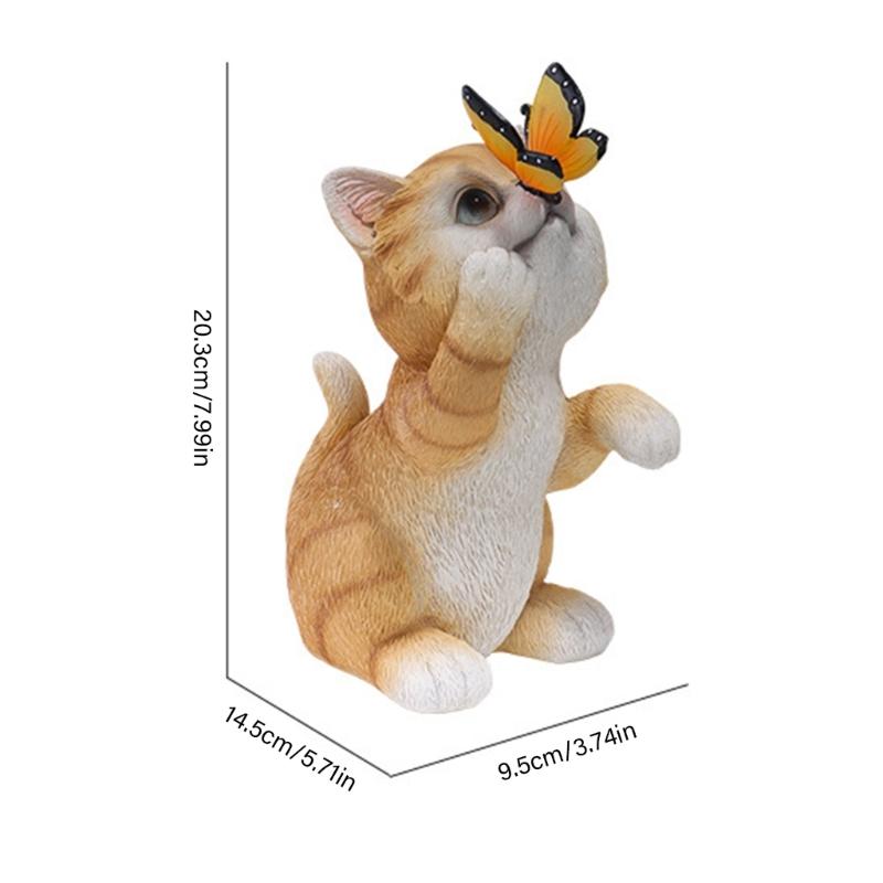 Garden Ornament Cats Solar Light Statue for Backyard Cafe Indoor Outdoor Statue Sculpture LED Cats Figurine Yard Lamp