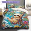 Jungle Sloth Pattern Bedding Quilt Set  Home Decoration  Gift (1 * Duvet Cover + 2 * Pillowcase  Without Core)