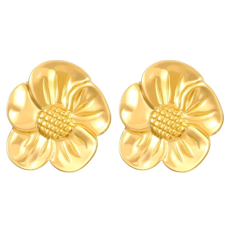 Stainless Steel Petal Flower Earrings Distinctive Gold Flower Earrings Adornment Portable Ear Studs Charm for Parties