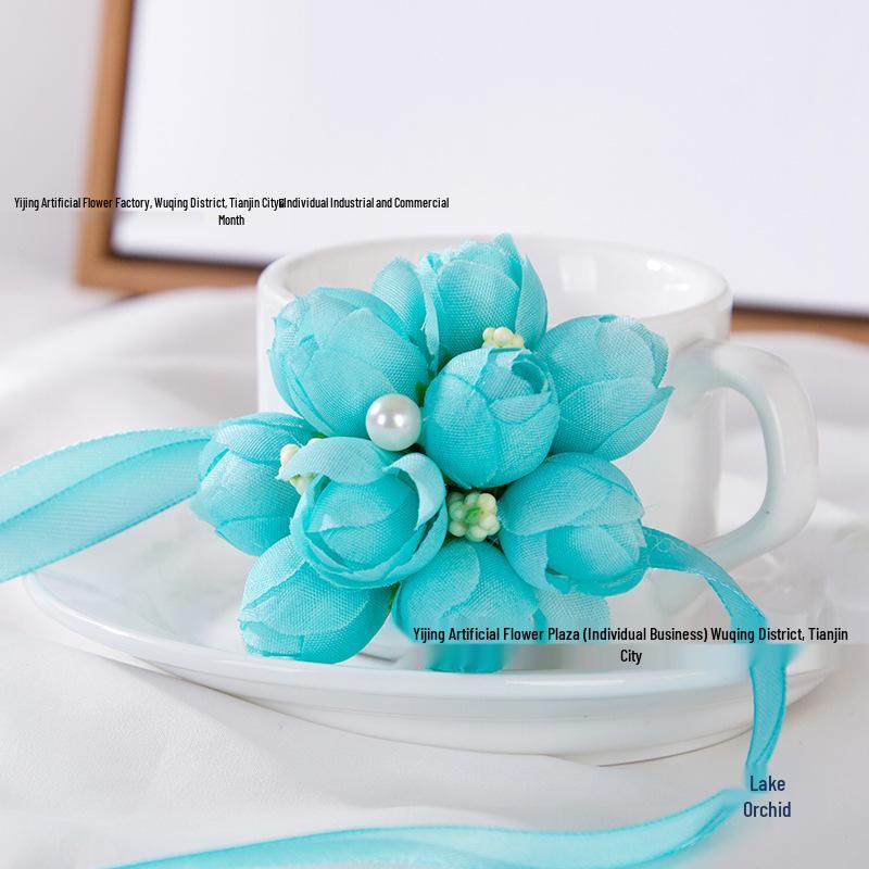 Artificial Flower Ribbon Wrist Corsage for Children's Day, Dance, Wedding Bridesmaid, or Bride