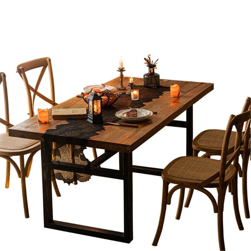 Spooky Bat Cobweb Black Table Runner for  Party Decoration, Polyester Fabric Cobweb Table Runner Cover