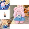 Cute Jinnew Cream Bear Plush Keychain With Denim Overalls For Stylish Keyring