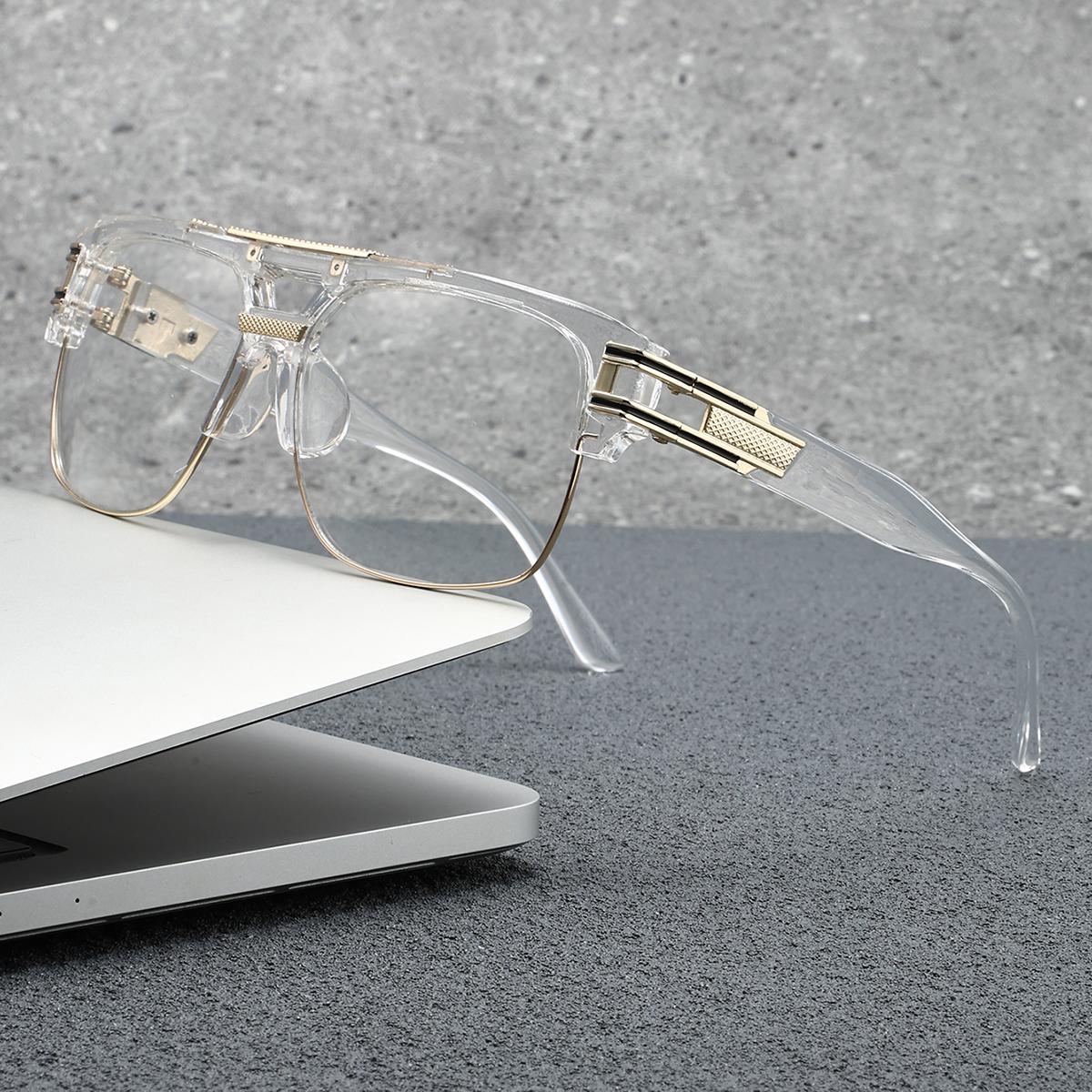 

Новий модний тренд напіврамні повнорамні сонцезахисні окуляри 1 пара жіночих та чоловічих квадратних особистостей, вишукані та елегантні, сонцезахисні окуляри в стилі INS слонова кістка