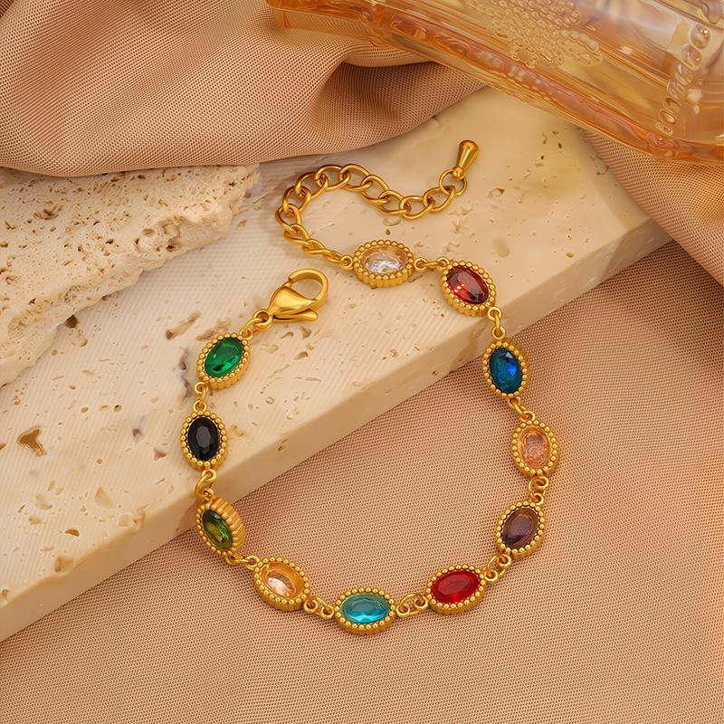 Women's Bohemian Rhinestone Bracelet - Colorful, Versatile, Luxury Titanium Stainless Steel