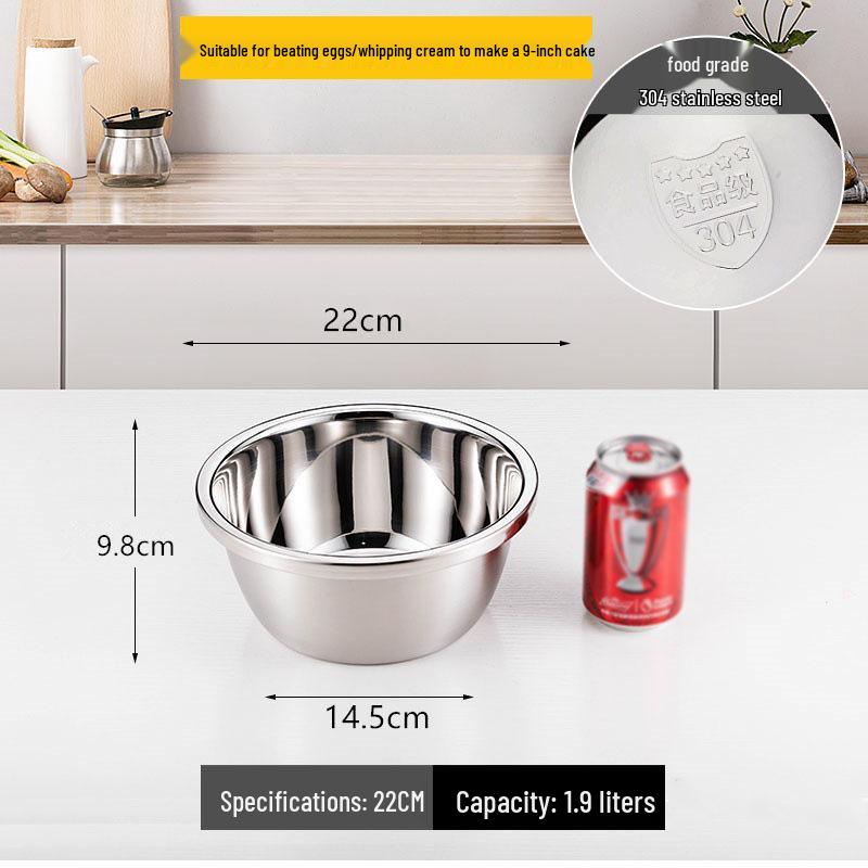 Extra Thick 304 Stainless Steel Household Deep Soup and Mixing Basin