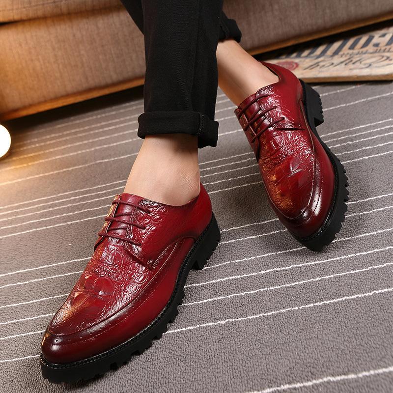 Leather shoes men's winter velvet British style formal wear pointed head inner height increase casual wedding shoes business work men's shoes