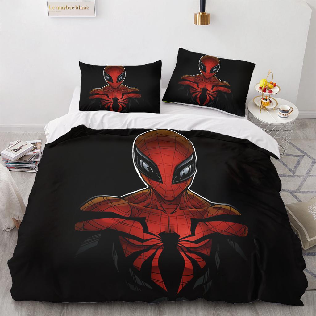 Marvel Spider-Man Duvet Cover Queen Size Bedding Set  Polyester 3-Piece Set 1 Quilt Cover Home Decor
