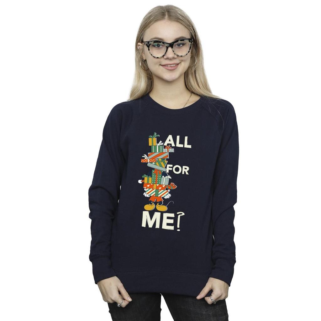 Disney Womens/Ladies Mickey Mouse Presents All For Me Sweatshirt