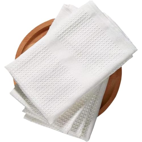 FOXNOV Absorbent Microfiber Dishcloths for Kitchen, Dish, and Glass Wiping (45 X 37cm) - Hotel-Grade, Commercial Use, White (Set of 3) - Perfect As a