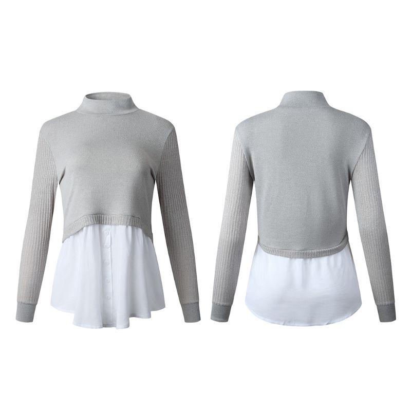 Buy 2 In 1 Pullover Tops Ribbed Knitted 