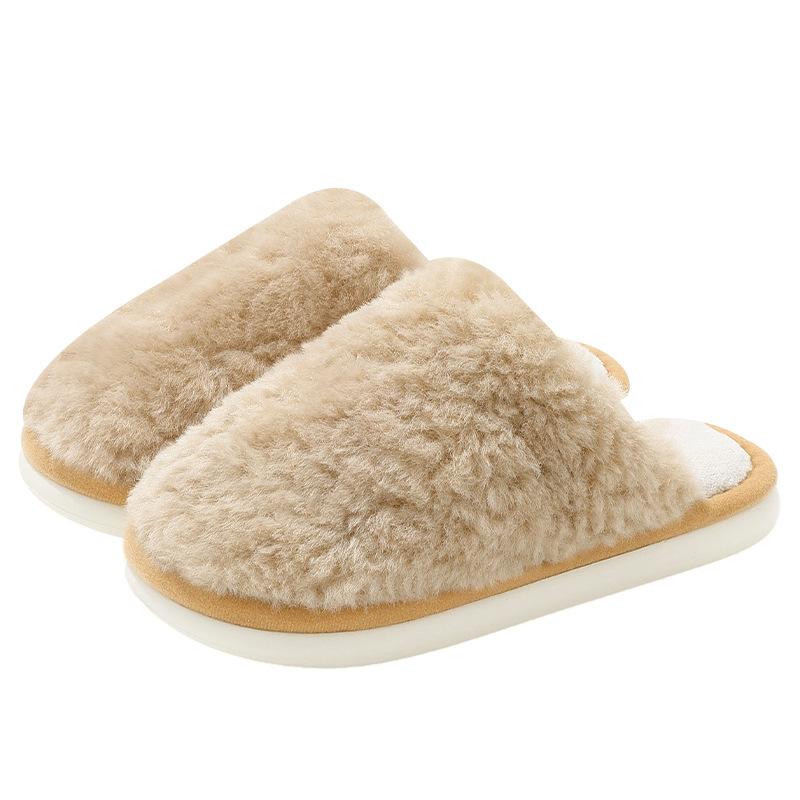 Household cotton slippers winter couple plush plush warm non-slip bedroom floor plush slippers winter