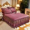 European-Style Crystal Velvet Lace Bed Skirt Winter Fleece-Lined Warm Quilted Bed Cover Bed Skirt Cover Bedding