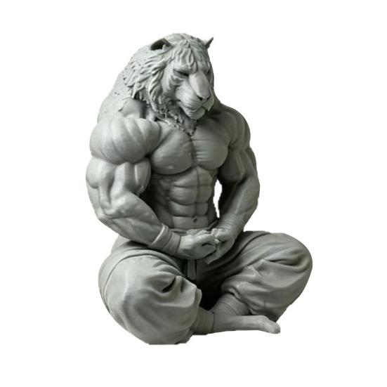 3D-печатная фигурка Человека-тигра Мускулистая фигурка тигра Украшение Минималистичное животное