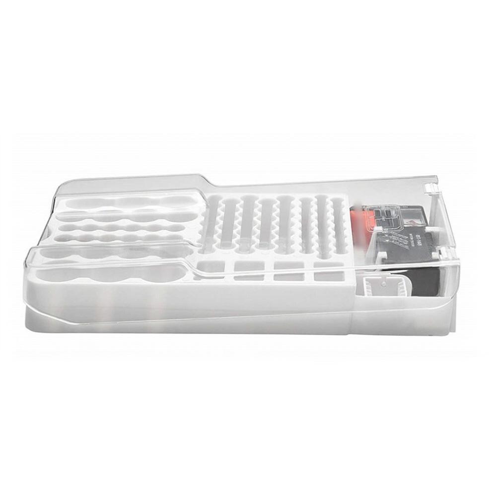 93-Battery Plastic Organizer with Tester and Clear Hinged Lid 30.6x17.8x5.5cm for AA AAA C D 9V Battery Storage
