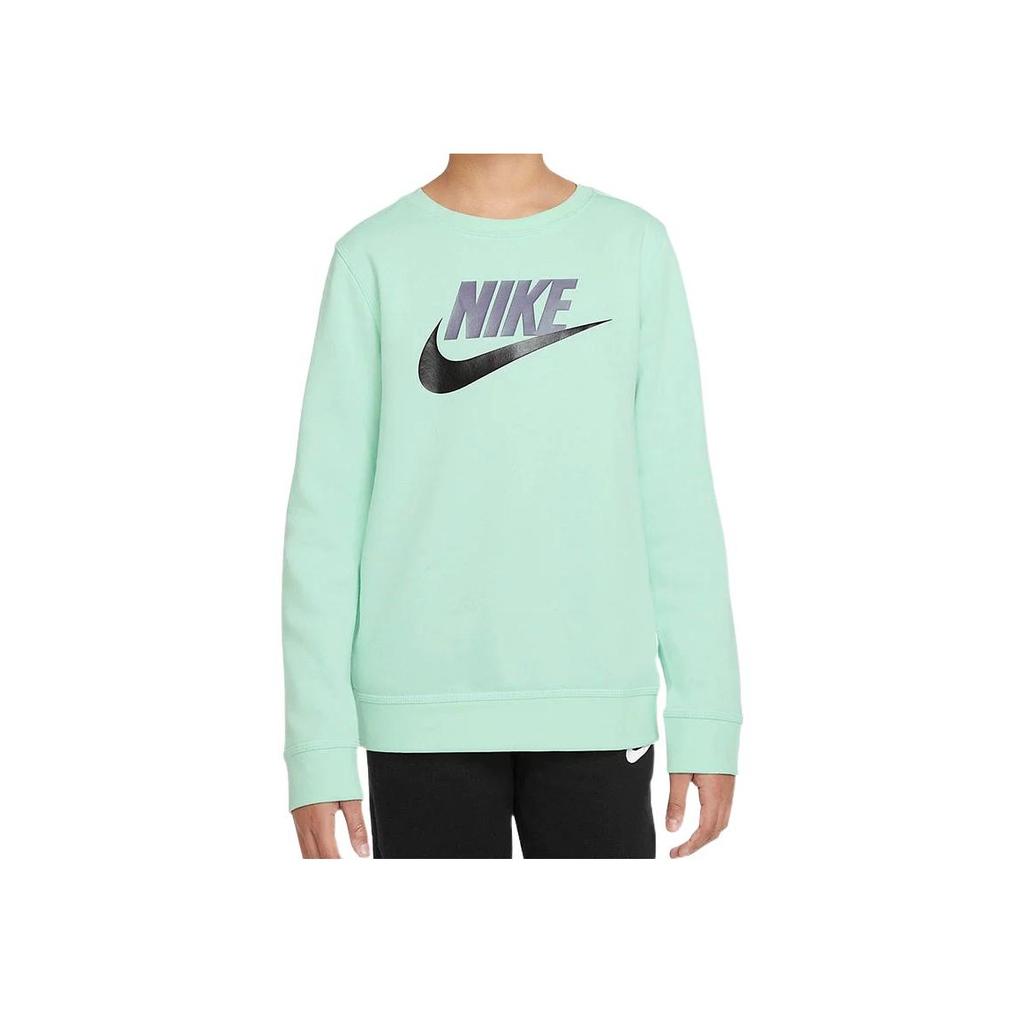 Nike Kids Alphabet Logo Crew Neck Casual Sport Pullover Sweatshirt Unisex Tops Light-Green CV9297-379