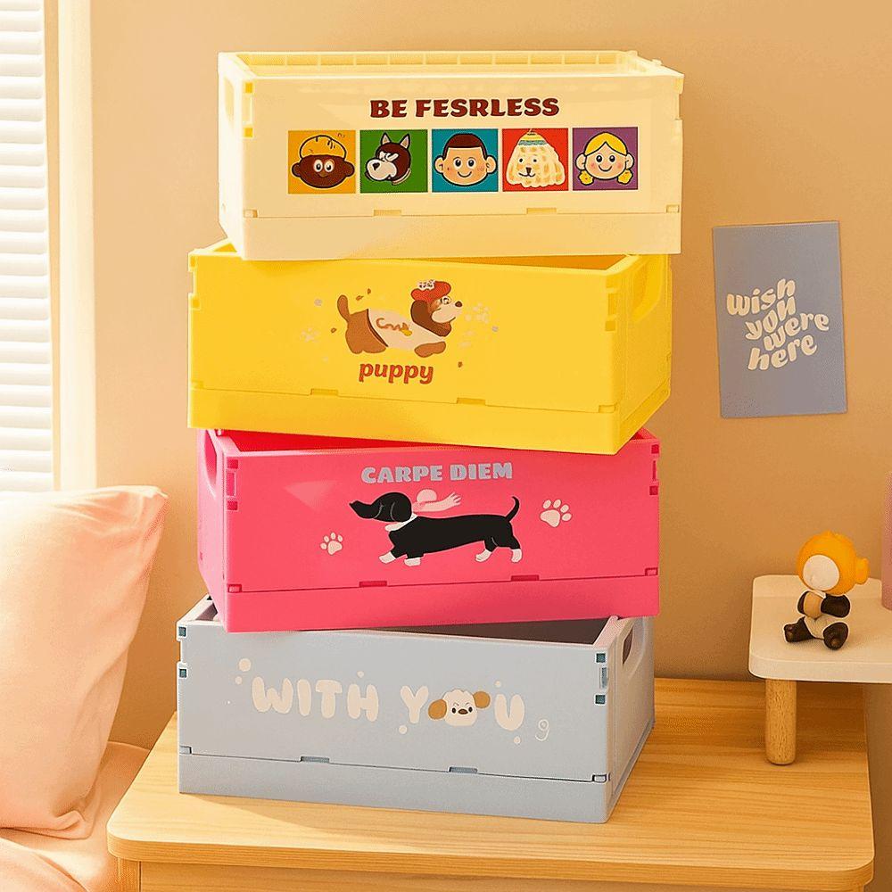 Dopamine Foldable Storage Basket Cartoon Stationery Cosmetic Rack Sundry Organizer  Desktop