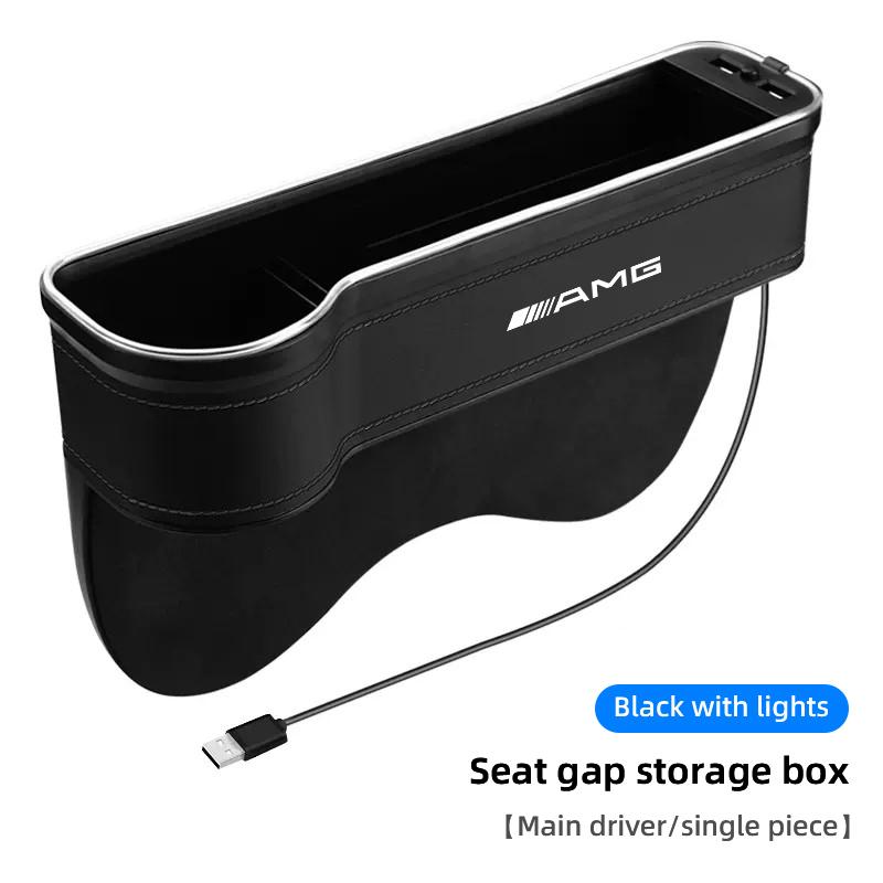 LED Large Capacity PU Car Seat Back Storage Box Seat Gap Filling Bracket Storage Box For Mercedes Benz AMG A B C E G CLA W211
