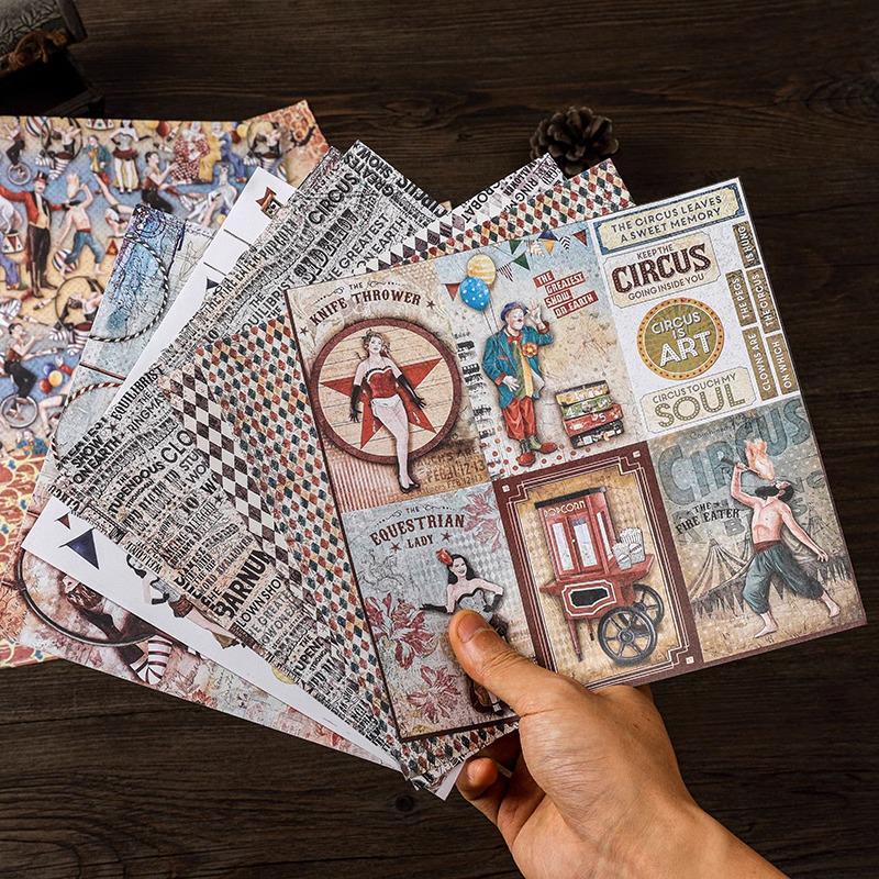 Large Retro Double-Sided Adhesive Journal Base and Decorative Background Paper Stickers