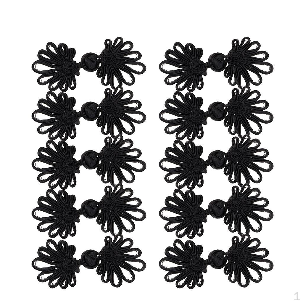 5 Pair Handmade Flower Chinese Closures Button For Sewing Crafts