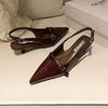 2025 Woman Sexy High Heels Women Sandals Summer Fashion Pointed Toe Low-heel Pumps Slingbacks Elegant Female Heeled Shoes