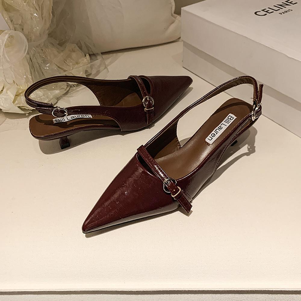 2025 Woman Sexy High Heels Women Sandals Summer Fashion Pointed Toe Low-heel Pumps Slingbacks Elegant Female Heeled Shoes