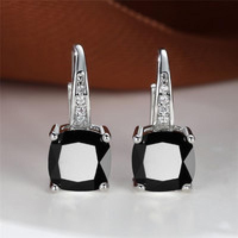 Rainbow Zircon Hoop Earrings Multicolor Crystal Square Stone Earrings Vintage Gold Color Wedding Earrings for Women Party