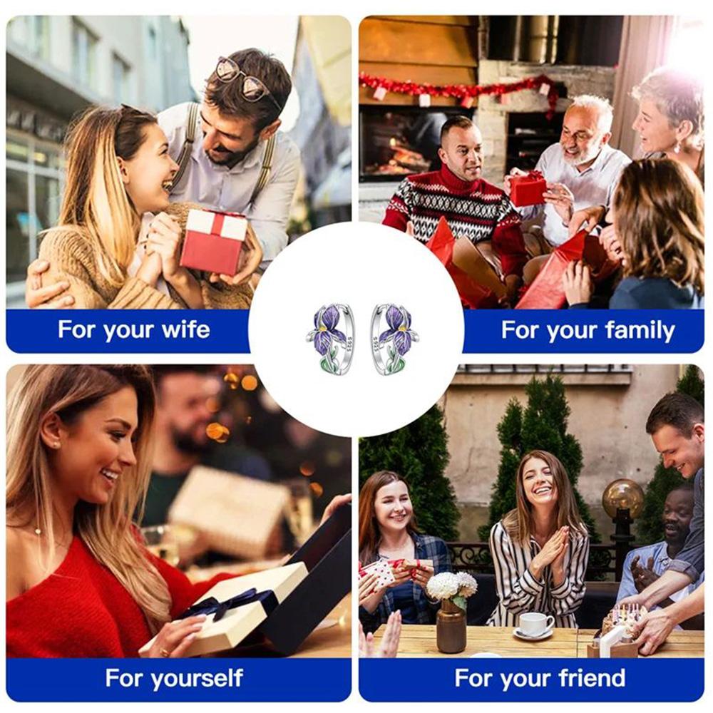 Copper Purple Flowers Series Earring Jewelry Versatile Hoop Earrings For Women Jewelry Fine Birthday Party Gifts