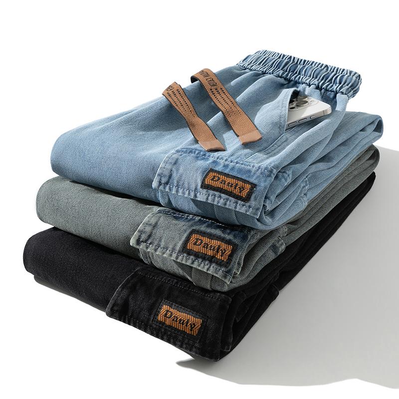 Wide Leg Washing Jean Pants Men Trousers Neutral Solid Color Loose Casual Fashion Pocket Cargo Pants Big Size 8XL