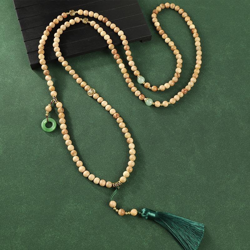 Original crossbody chain Yabai Buddha bead fringed necklace retro sweater chain back chain cheongsam accessories