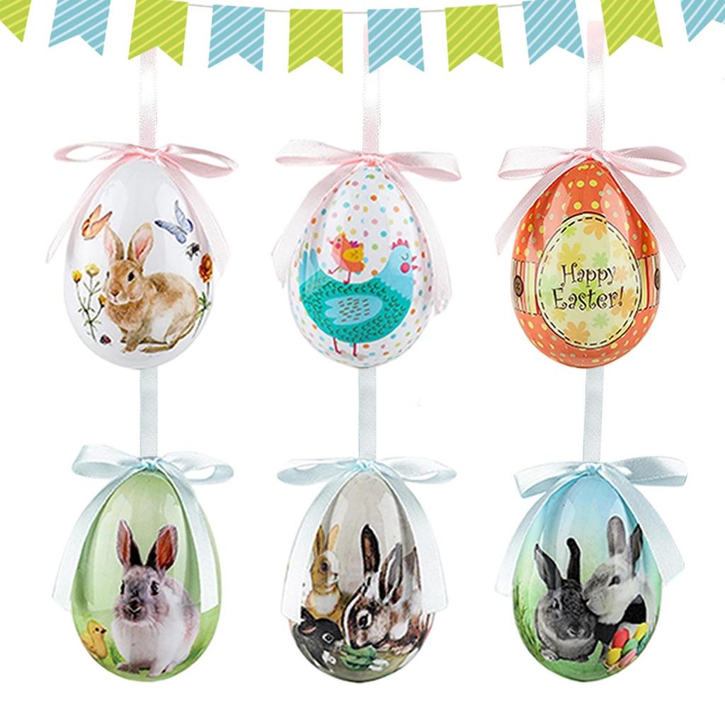 3 Pieces Foam Easter Bunny Egg Ornaments Cute Bunny Spring Decor Decorative Easter Eggs Tree Ornaments For Window Door Garden