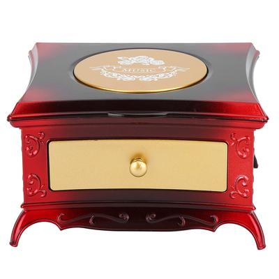 Dancing Girl Music Box Toy Jewelry Storage Box Gift Home Ornament Decoration (Red)