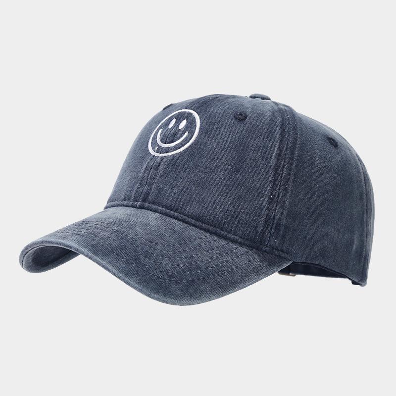 Washed Cotton Baseball Caps Women Men Soft Snapback Hat Outdoor Sport Trucker Gorras Smile Face Embroidery Hip Hop Dad Hat Gifts