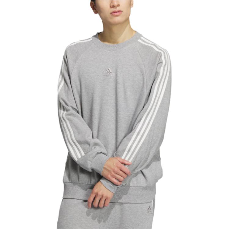 Adidas 3 Stripes CREW SWEATSHIRT Unisex Medium Heather Gray JI6642