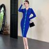 Fashion New Elegant Slim Fit Knitted Dress for Women Autumn and Winter Base Temperament Casual Dresses Women Polo Collar Sexy Lady Long Dress 25950