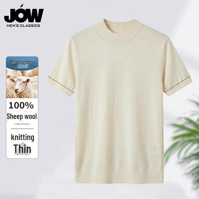 JOW Herren 100% mercerisiertes Woll-T-Shirt mit kurzen Ärmeln