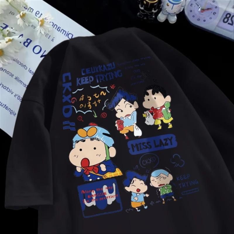 

Мультяшная целлофановая футболка с коротким рукавом и круглым вырезом, корейский летний стиль, простая парная футболка с круглым вырезом, летняя футболка из полиэфирного волокна 4XL