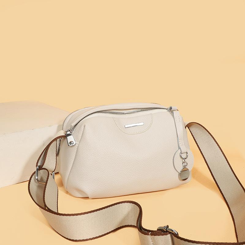 Head Cowhide Boston Bag - Large Capacity Multi-compartment Fashionable Fashionable Hundred Leather Casual Crossbody Bag