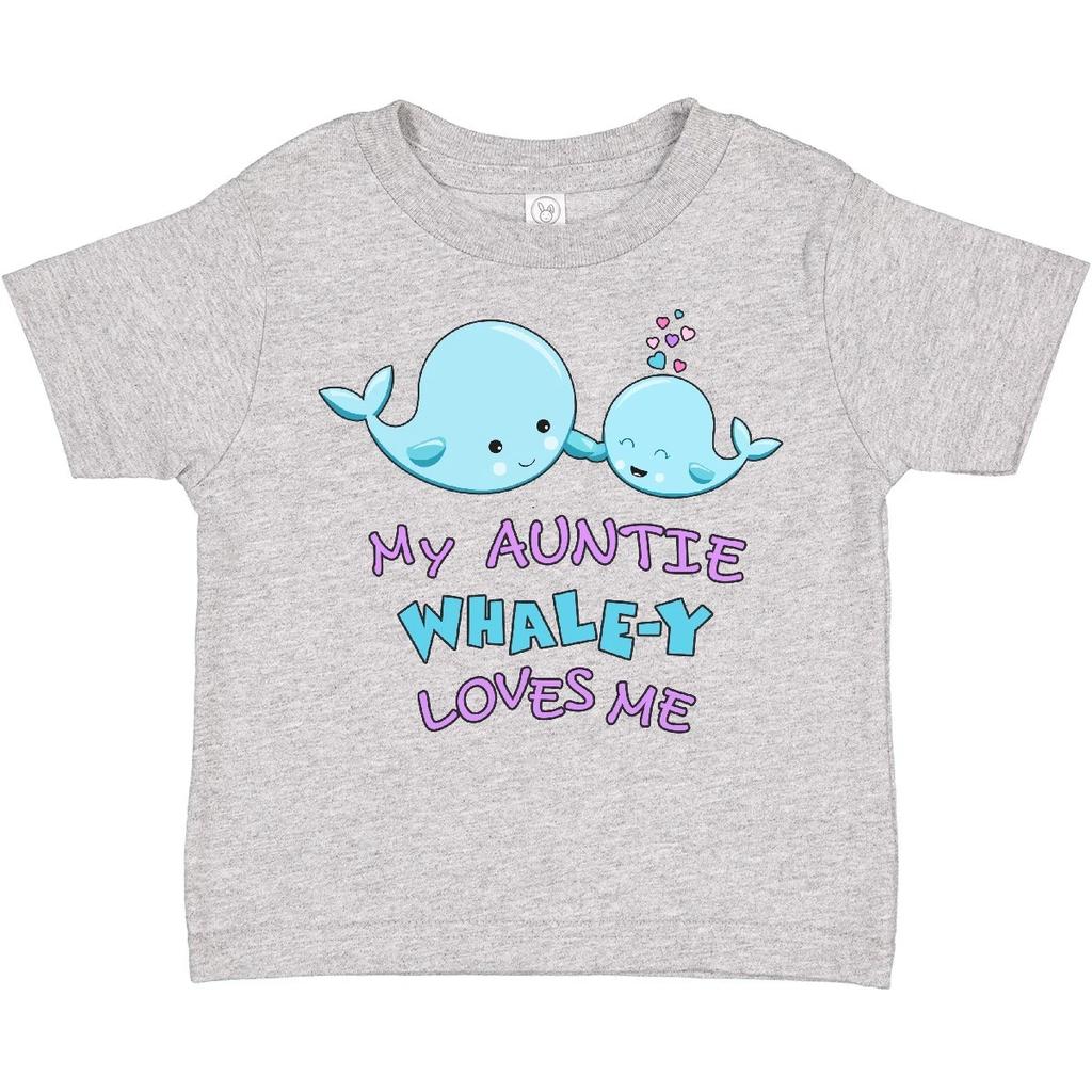Inktastic My Auntie Whale-y Loves Me Toddler T-Shirt Family Cute Aunt Niece Blue