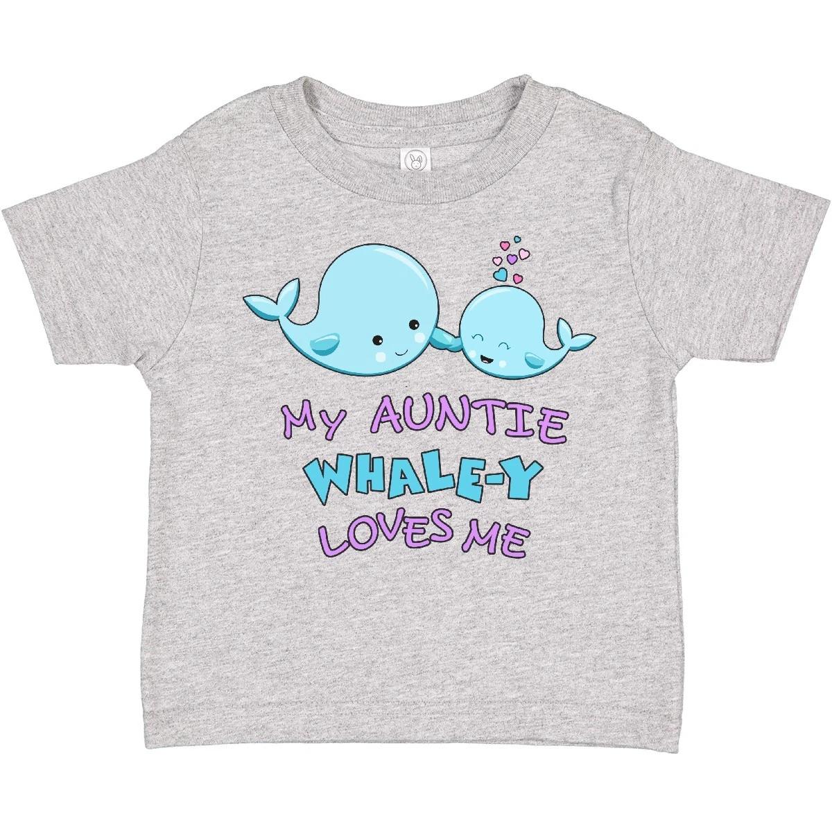 Inktastic My Auntie Whale-y Loves Me Toddler T-Shirt Family Cute Aunt Niece Blue 120