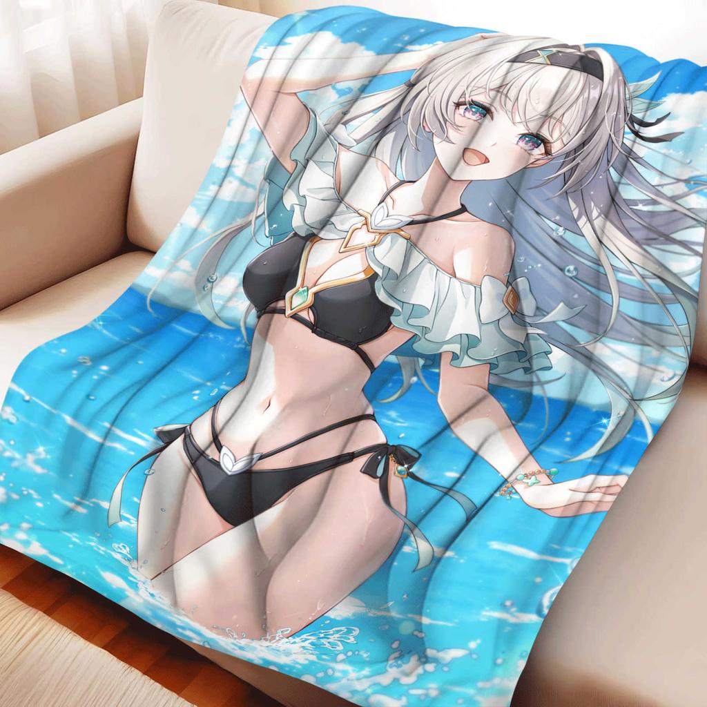 Cartoon Cute Firefly Flannel Blanket Cover Warm Soft Anime Honkai Star Rail Blanket Multifunctional Universal Blankets