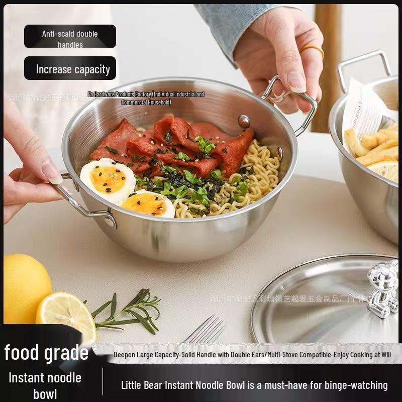 Kleiner Bär Gold Edelstahl Reiswein & Ramen Schüssel mit Deckel