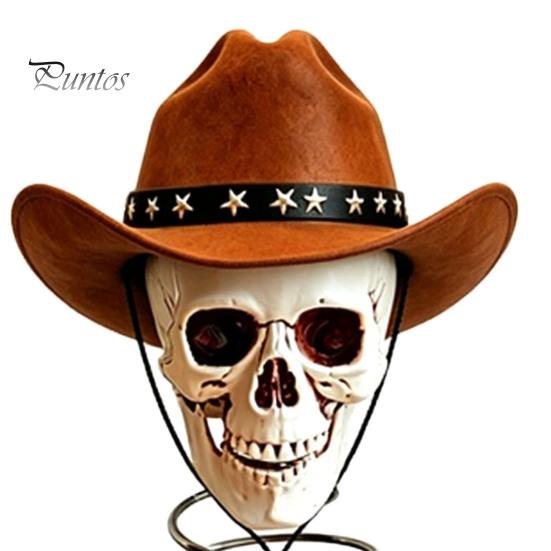 Skull Christmas Tree Topper Gothic with Cowboy Hat, Vintage Western Dark Retro Decor Skeleton Ornament for Halloween, Spooky Top Decoration